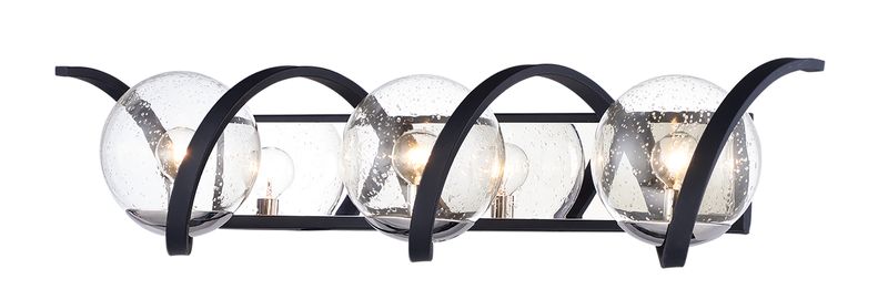 Curlicue 30' 3 Light Bath Vanity Light in Black and Polished Nickel