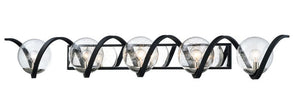 Curlicue 49.25' 5 Light Bath Vanity Light in Black and Polished Nickel