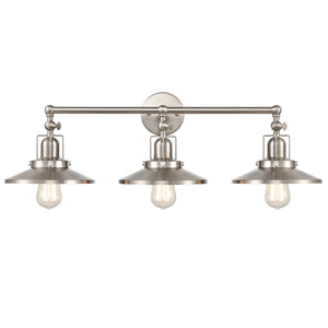 English Pub 28' 3 Light Vanity Light in Satin Nickel Metal Shade