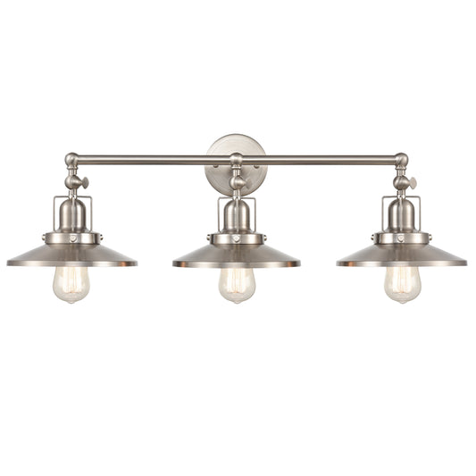 English Pub 28" 3 Light Vanity Light in Satin Nickel Metal Shade