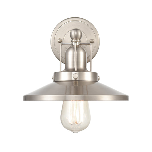 English Pub 8" 1 Light Vanity Light in Satin Nickel Metal Shade