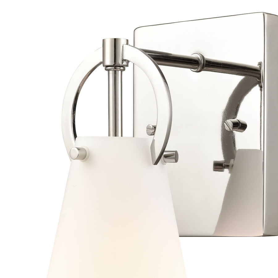 Gabby 4.75' 1 Light Vanity Light in White Opal Glass & Polished Nickel