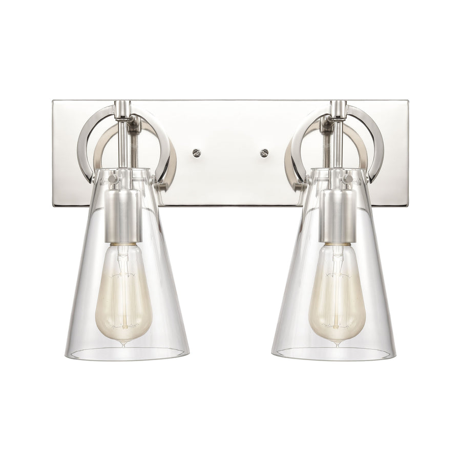 Gabby 15' 2 Light Vanity Light in Clear Glass & Polished Nickel