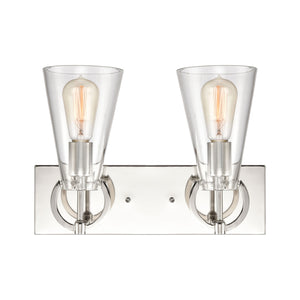 Gabby 15' 2 Light Vanity Light in Clear Glass & Polished Nickel