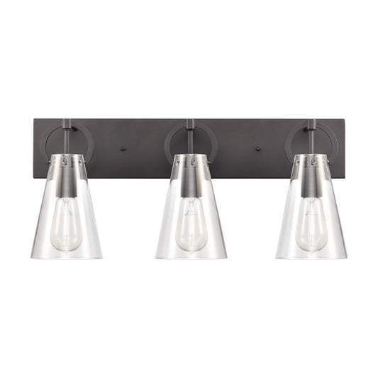 Gabby 23" 3 Light Vanity Light in Clear Glass & Matte Black