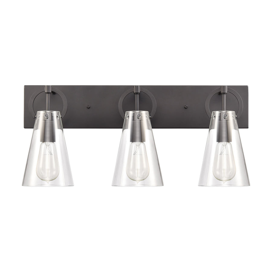 Gabby 23' 3 Light Vanity Light in Clear Glass & Matte Black