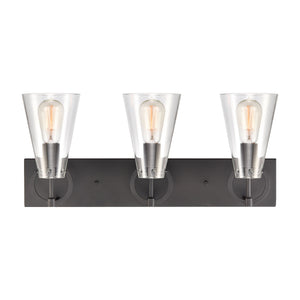 Gabby 23' 3 Light Vanity Light in Clear Glass & Matte Black