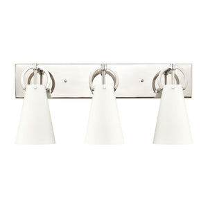 Gabby 23' 3 Light Vanity Light in White Opal Glass & Polished Nickel