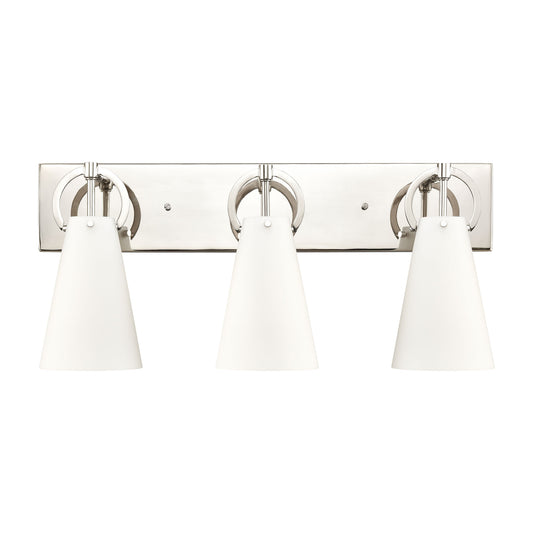 Gabby 23" 3 Light Vanity Light in White Opal Glass & Polished Nickel