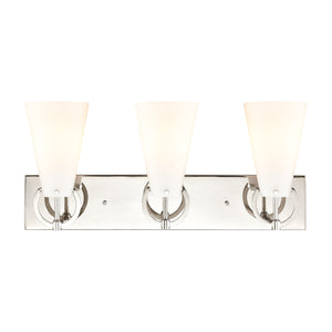 Gabby 23' 3 Light Vanity Light in White Opal Glass & Polished Nickel