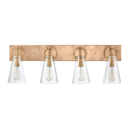 Gabby 32" 4 Light Vanity Light in Clear Glass & Brass