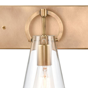 Gabby 32' 4 Light Vanity Light in Clear Glass & Brass