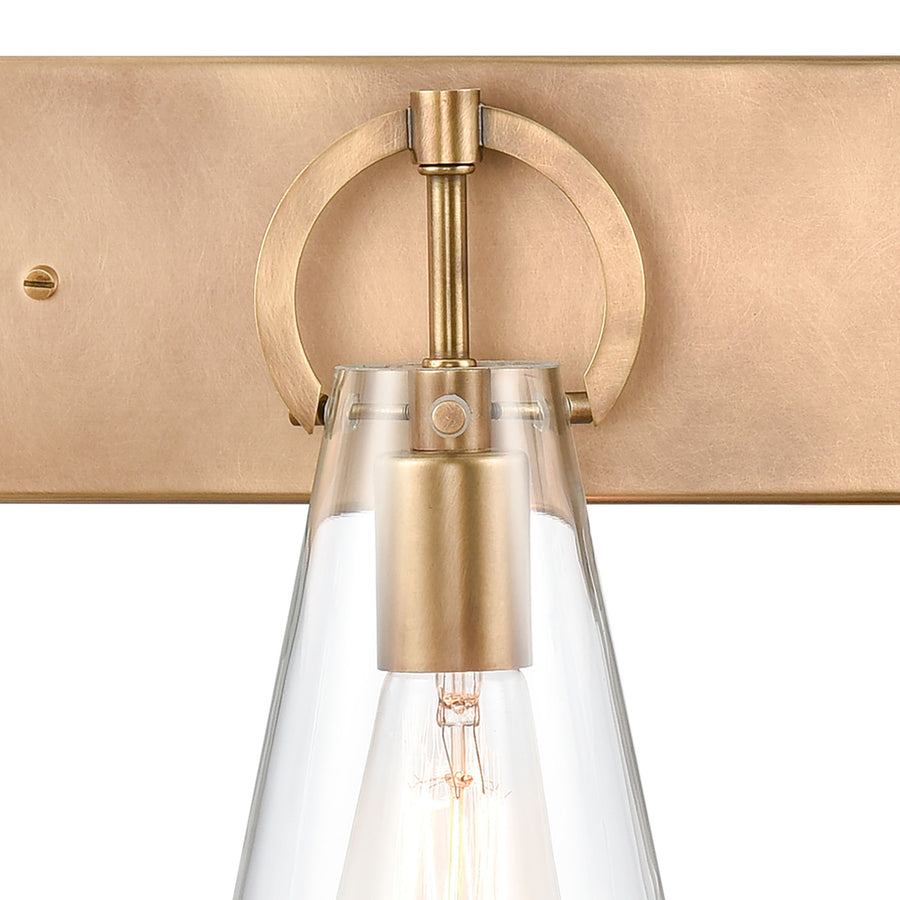 Gabby 32' 4 Light Vanity Light in Clear Glass & Brass
