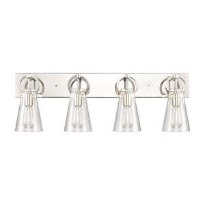 Gabby 32' 4 Light Vanity Light in Clear Glass & Polished Nickel