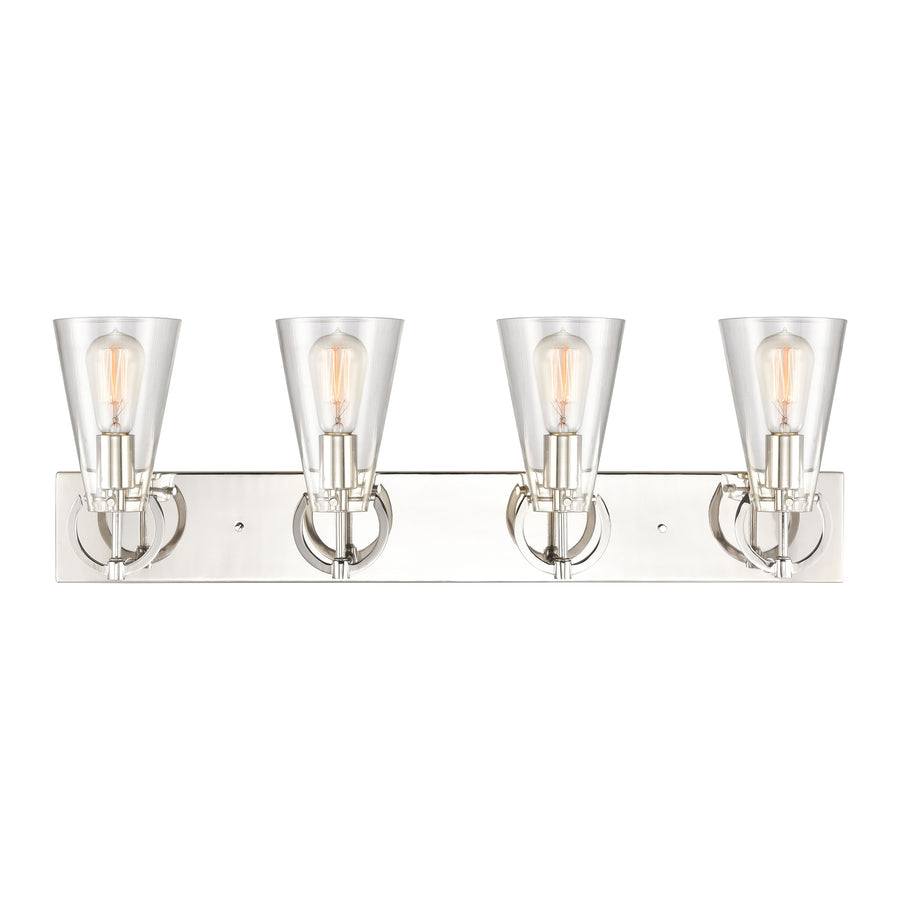 Gabby 32' 4 Light Vanity Light in Clear Glass & Polished Nickel