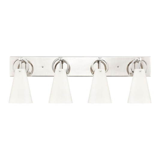 Gabby 32" 4 Light Vanity Light in White Opal Glass & Polished Nickel