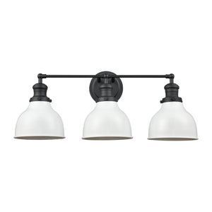 Haralson 24' 3 Light Vanity Light in Enamel White Metal Shade & Charcoal