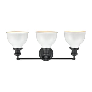 Haralson 24' 3 Light Vanity Light in Enamel White Metal Shade & Charcoal