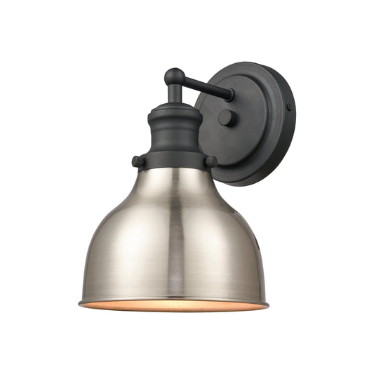 Haralson 7" 1 Light Vanity Light in Satin Nickel Metal Shade & Charcoal