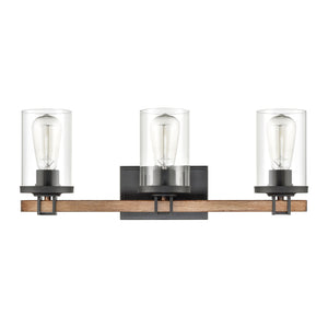 Holdfast 22' 3 Light Vanity Light in Beechwood & Charcoal