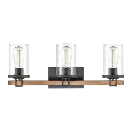 Holdfast 22" 3 Light Vanity Light in Beechwood & Charcoal