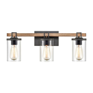 Holdfast 22' 3 Light Vanity Light in Beechwood & Charcoal