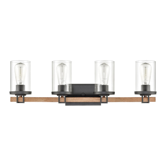 Holdfast 28" 4 Light Vanity Light in Beechwood & Charcoal