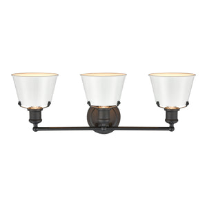 Holgate 24' 3 Light Vanity Light in Enamel White Metal Shade & Charcoal