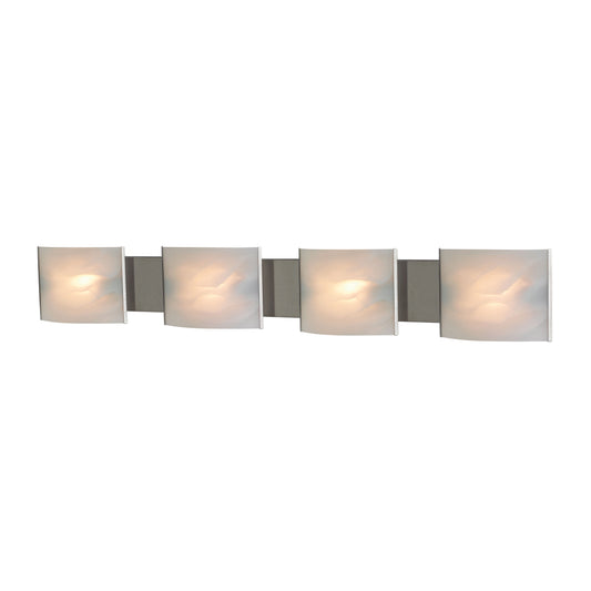 Pannelli 41" 4 Light Vanity Light in White Alabaster Glass & Stainless Steel