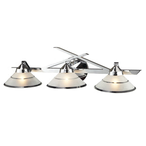 Refraction 25' 3 Light Vanity Light in White Banded Satin Glass & Polished Chrome