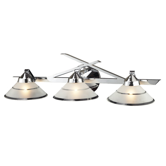 Refraction 25" 3 Light Vanity Light in White Banded Satin Glass & Polished Chrome