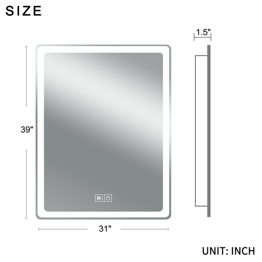 40-in H x 32-in W LED Bathroom Mirror