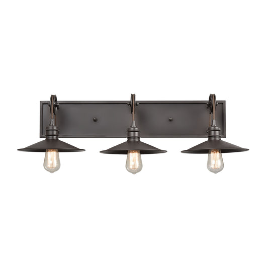 Spindle Wheel 31" 3 Light Vanity Light in Oil Rubbed Bronze