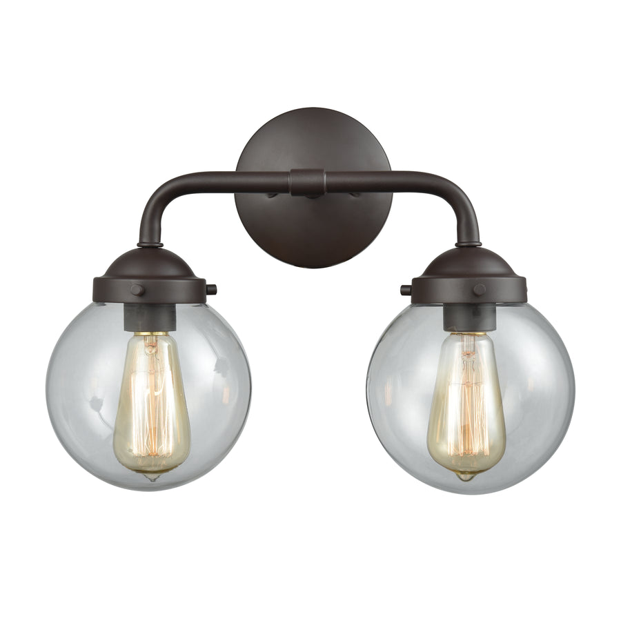 Beckett 15' 2 Light Vanity Light in Clear Glass & Oil Rubbed Bronze