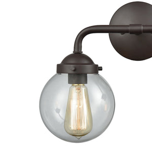 Beckett 15' 2 Light Vanity Light in Clear Glass & Oil Rubbed Bronze