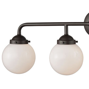 Beckett 33' 4 Light Vanity Light in White Glass & Oil Rubbed Bronze