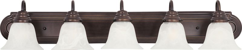 Essentials - 801x 36' 5 Light Bath Vanity Light in Oil Rubbed Bronze with Marble Glass Finish