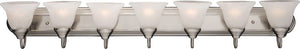 Essentials - 801x 48' 7 Light Bath Vanity Light in Satin Nickel with Marble Glass Finish