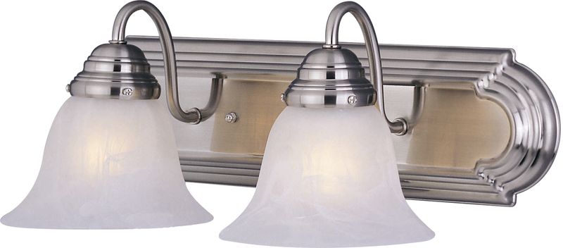 Essentials - 801x 18' 2 Light Vanity Wall Sconce in Satin Nickel - Marble Shade