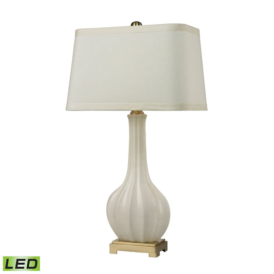 Fluted Ceramic 34" LED Table Lamp in White