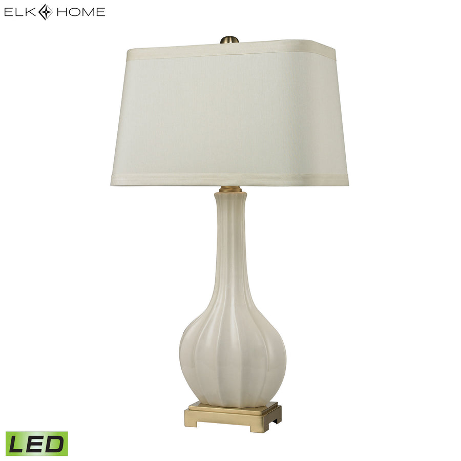 Fluted Ceramic 34' LED Table Lamp in White