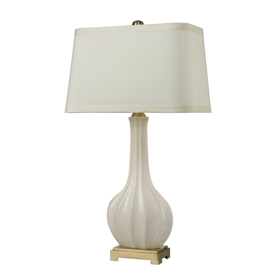 Fluted Ceramic 34' Table Lamp in White