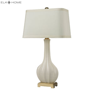 Fluted Ceramic 34' Table Lamp in White