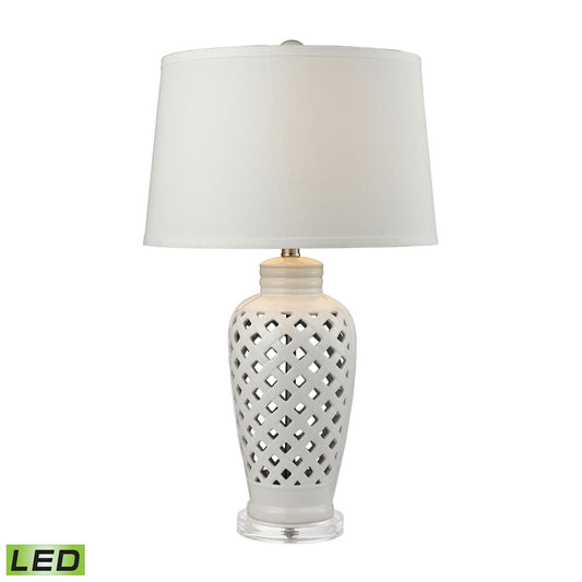 Openwork 27" LED Table Lamp in White
