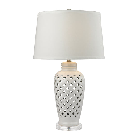Openwork 27" Table Lamp in White