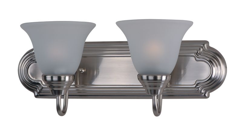 Essentials - 801x 18' 2 Light Vanity Wall Sconce in Satin Nickel - Frosted Shade