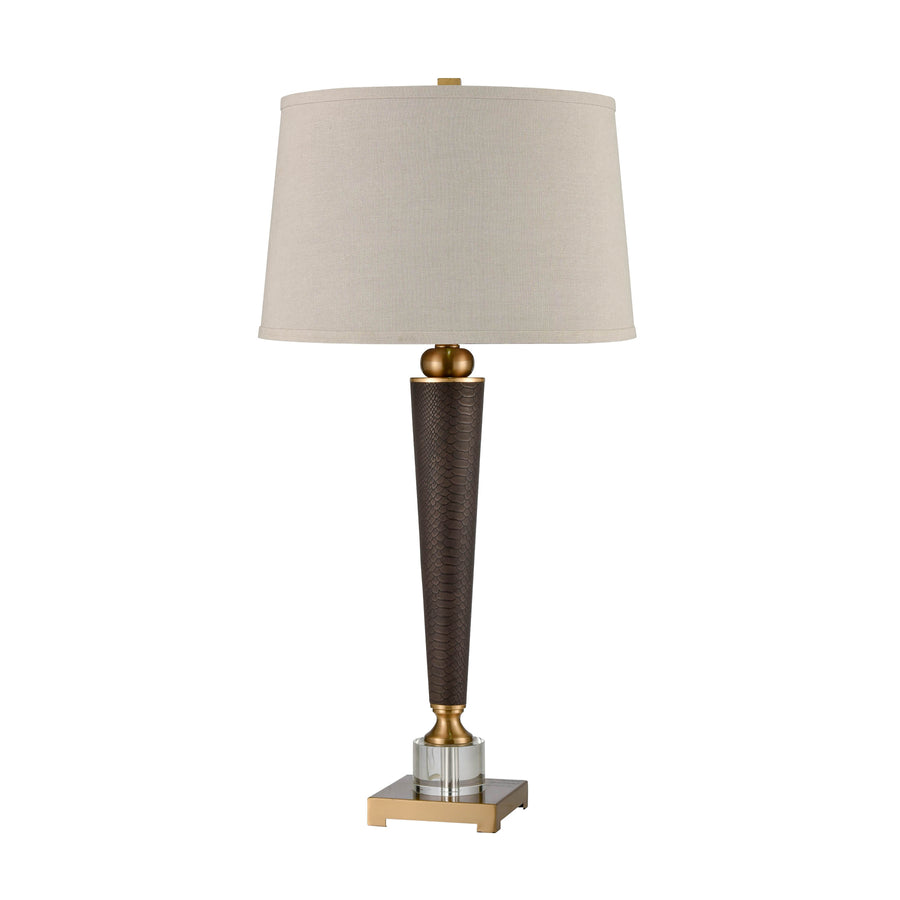 Ancrame 32' Table Lamp in Chocolate Embossed Snakeskin