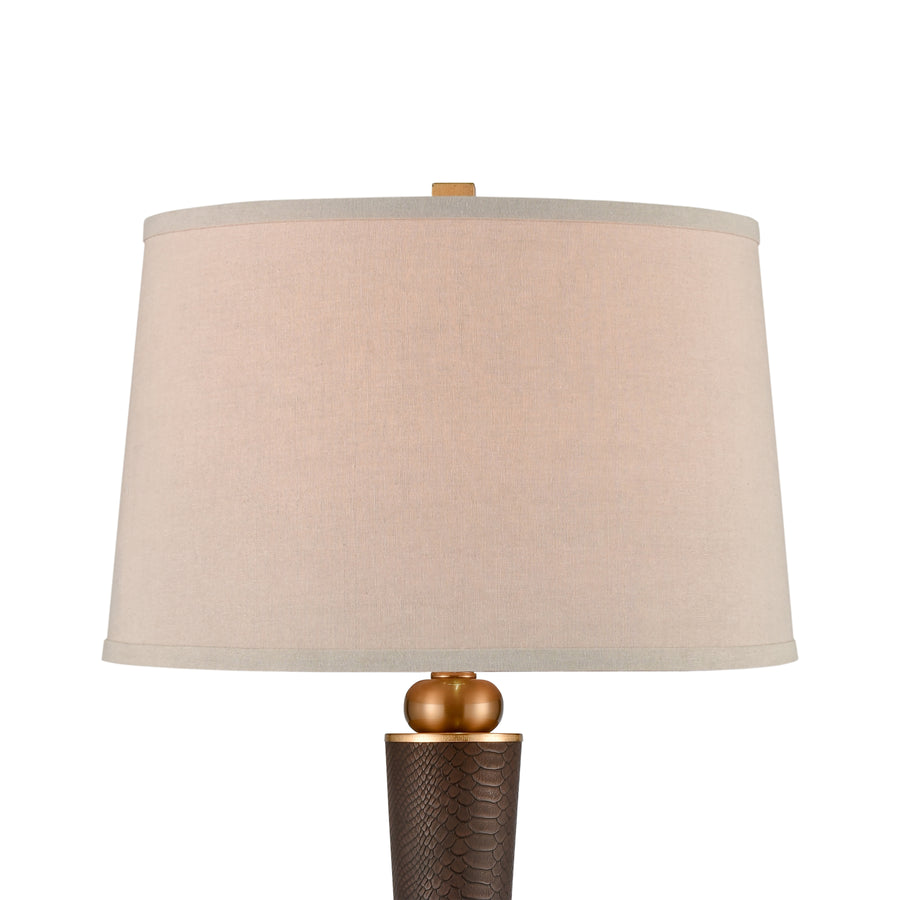 Ancrame 32' Table Lamp in Chocolate Embossed Snakeskin