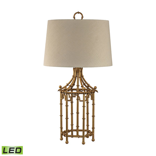 Bamboo Birdcage 32.25" LED Table Lamp in Gold Leaf