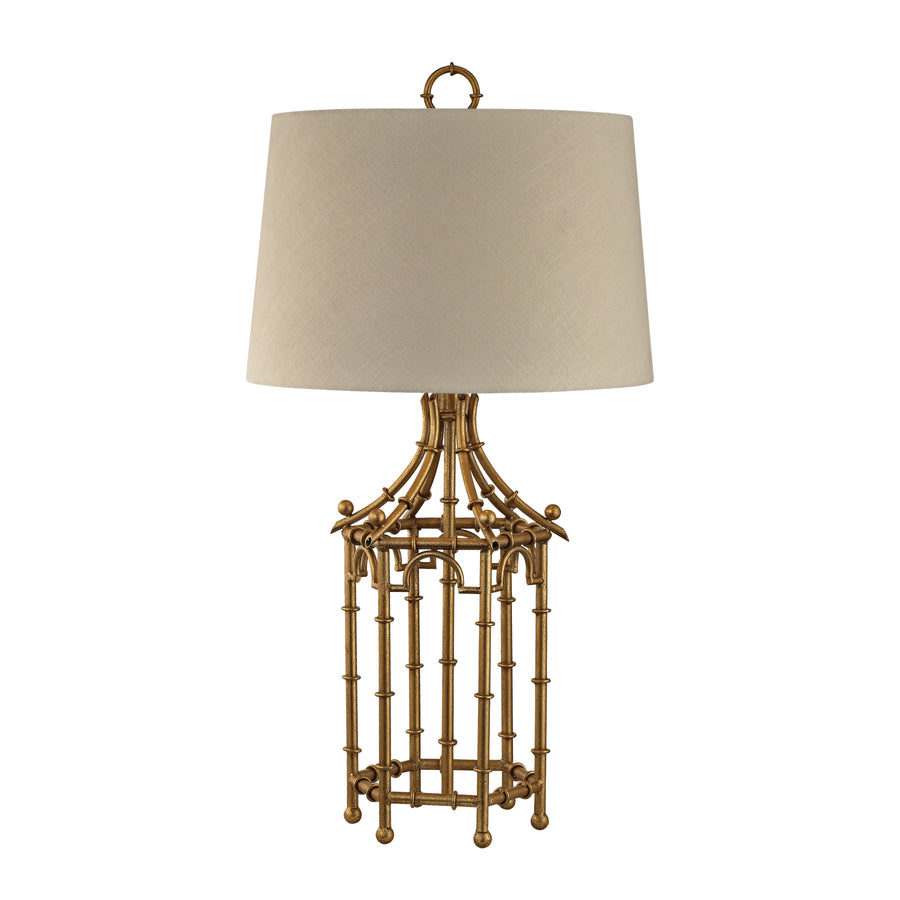 Bamboo Birdcage 32.25' Table Lamp in Gold Leaf